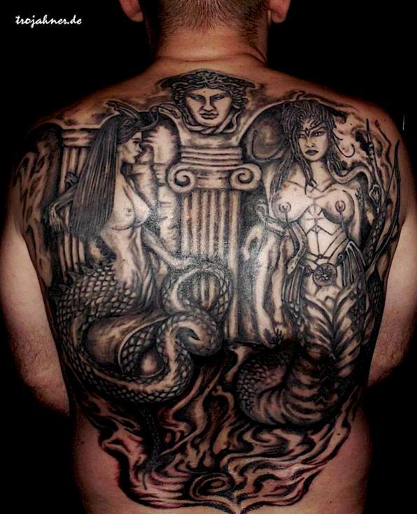 Medusa Tempel Spezialanfertigung Trojahner Körperkunst Tattoo Bild Medusa Tempel Tattoo dresden