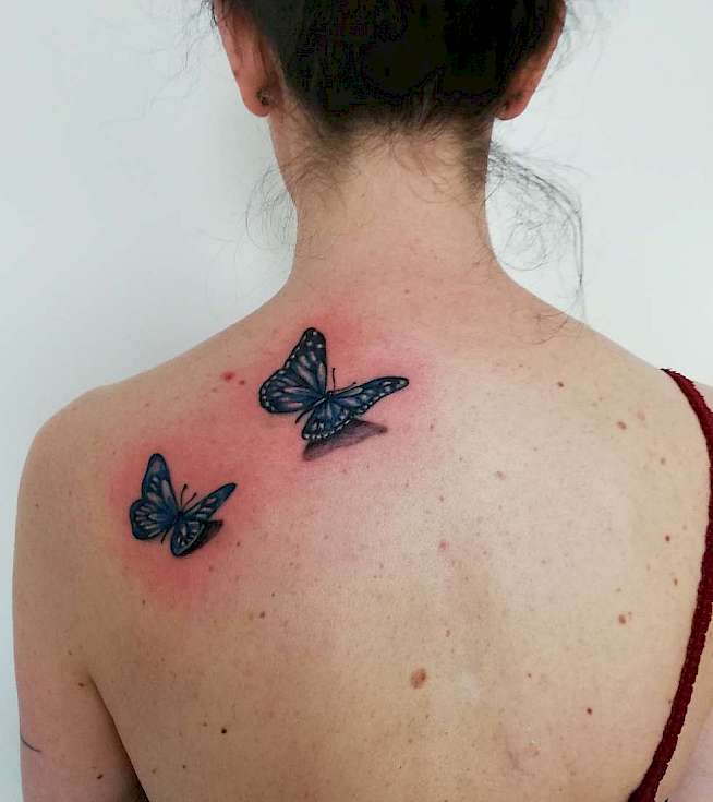 Bild 3d Schmetterling  Tattoo Dresden farbig bunt