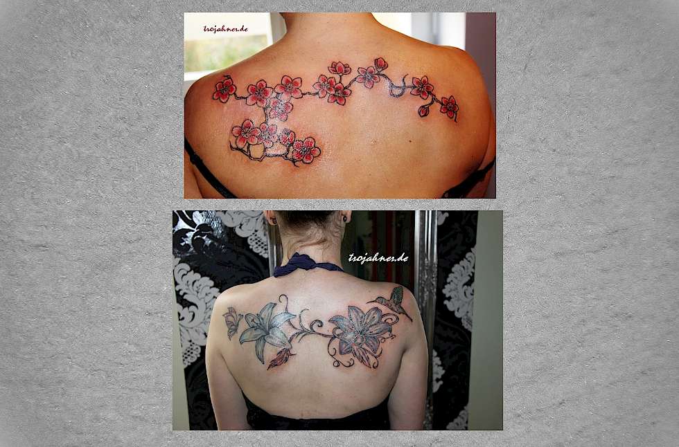 Bild Kirschblüten Lilie Kolibri Tattoo dresden
