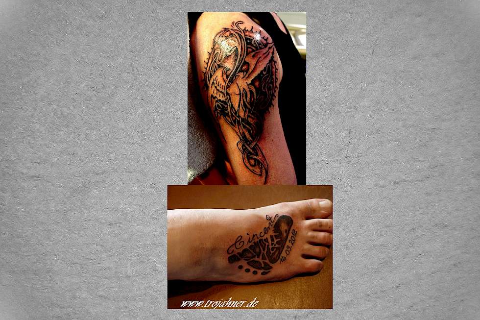 Bild Keltisches Motiv Engel Fußabdruck Tattoo dresden