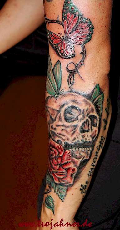 Bild Schädel Skull Schmetterling Tattoo dresden