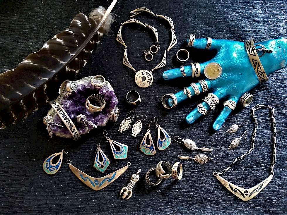 925er Silber Schmuck Kettenanhänger Ringe Ohrringe mexikanisch Indianer selten Bild Aktuell