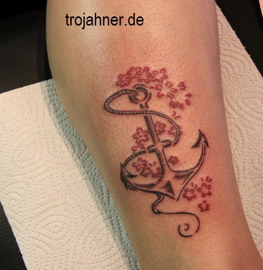 Bild Anker Blumen Tattoo