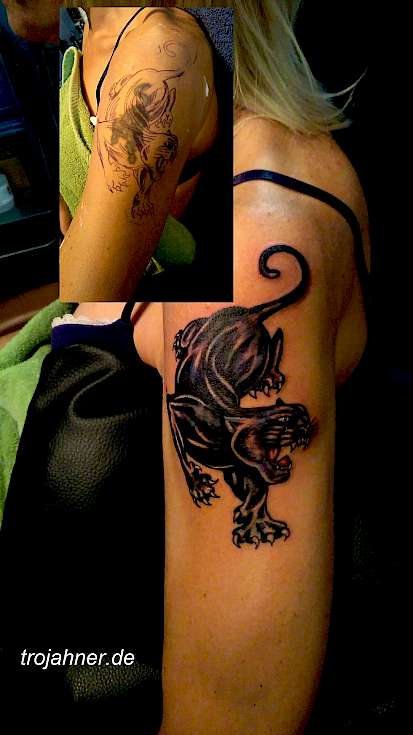 Bild Panther Cover up Tattoo old school
