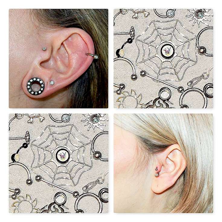 Traguspiercing mit Ring Traguspiercing in Ringform und Steinchen Titan Piercing Bild Piercing