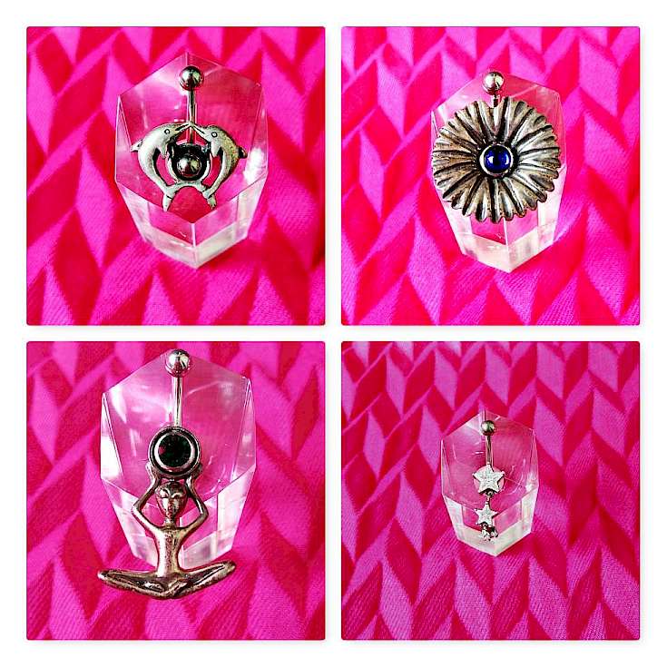 Bauchnabelpiercing aus 925er Silber Altbestände selten Piercing Delphin Blume Alien Sterne Bild Piercing