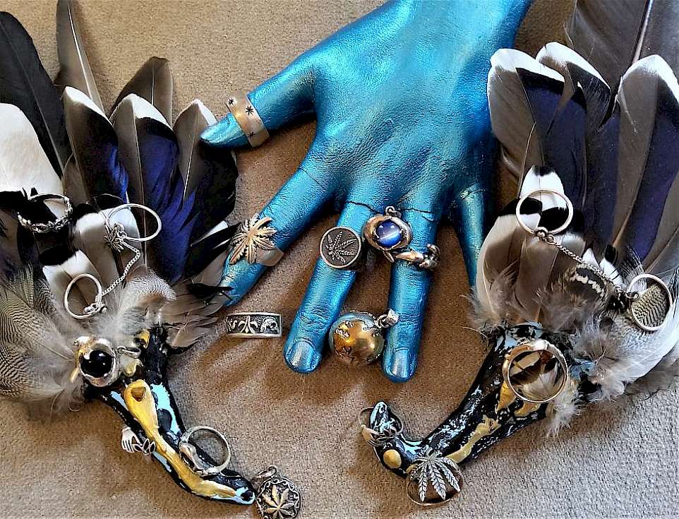 925er Silber Schmuck Ringe Anhänger selten Hippie, natur, Festival Bild Aktuell